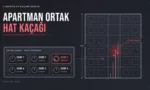 Apartman su kaçağı için sayaç odasında gece okuması ve bina kesitinde kolon kaçağı çizimi